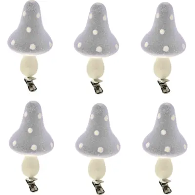 Decoratie Paddenstoelen Op Clip Grijs 9 Cm Set Van 6 | 12 Stuks 1