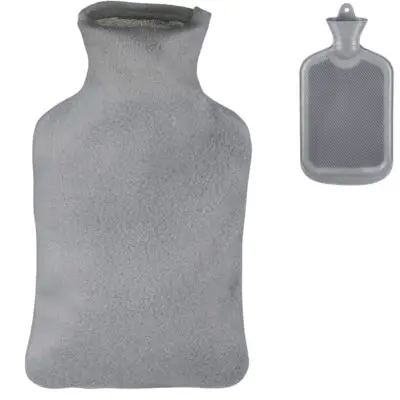Relaxdays Warmwater Kruik Met Hoes Grijs 1,5 L | 12 Stuks 1