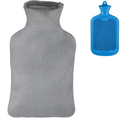 Relaxdays Warmwater Kruik Met Hoes Blauw Grijs 1,5 L | 12 Stuks 1