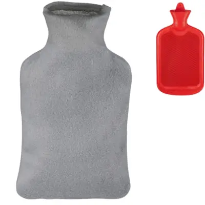 Relaxdays Warmwater Kruik Met Hoes Rood Grijs 1,5 L | 12 Stuks 1