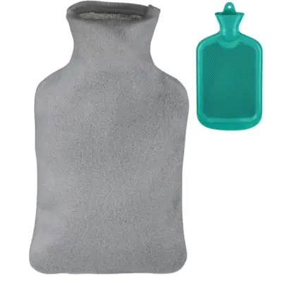 Relaxdays Warmwater Kruik Met Hoes Turquoise Grijs 2 L | 6 Stuks 1