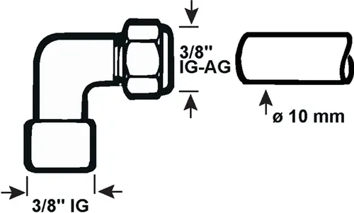 Cornat Klemkoppeling Ch Knie 3 8Vx10mm - Tec582004 2