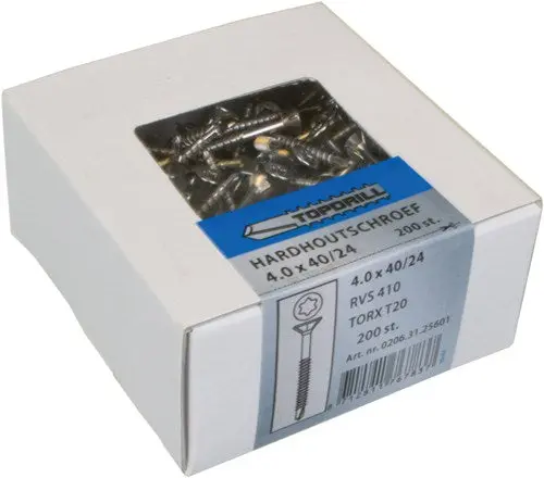 Topdrill Spaanplaatschroef Zelfborend Rvs-410 Pk Torx Tx25 4.5X40 24 | 200 Stuks - 0206.31.33601 1