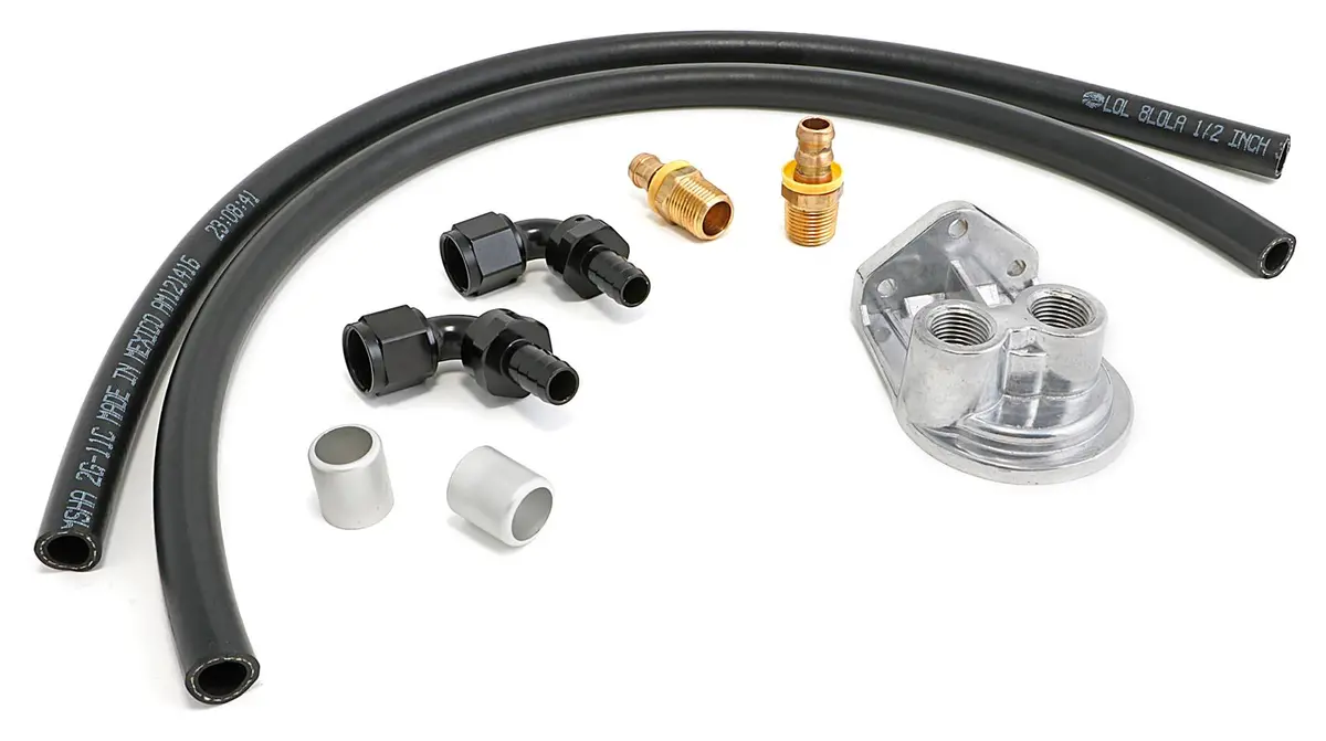 Transdapt Oil Filter Relocation Kit, Single Filter, 30 In. Length Hoses, Gm Ls Engine Swap, Kit 1