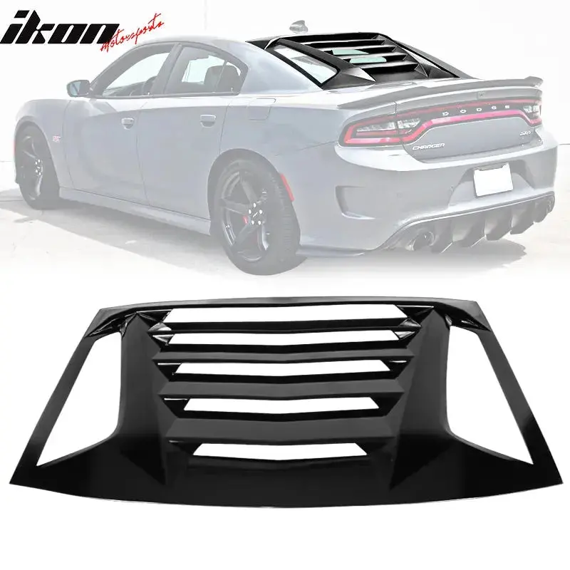 Ikon Motorsports 2008-2023 Dodge Challenger Rear Window Scoop Louver Vent 2
