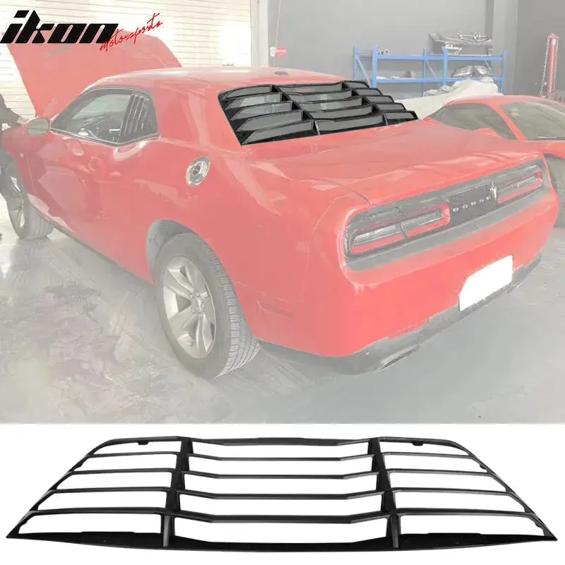 Ikon Motorsports 2008-2023 Dodge Challenger Rear Window Scoop Louver Vent 1