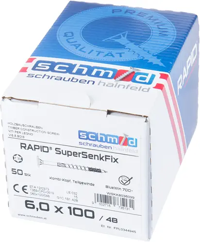 Schmid Schrauben Rapid-Supersenkfix Tx 6,0X100 50 Bv - Wskk8036099 2