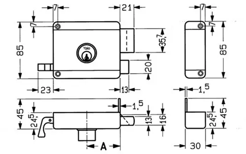 Yale 634-635 Oplegslot | 1 Toers Met Vaste Buitencilinder | Dm 50Mm | Draairichting 2. - 7225122 2