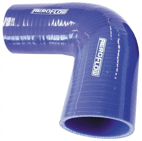 Gloss Blue 90-Degree Silicone Hose Reducer – 4" To 3.25" Id 1